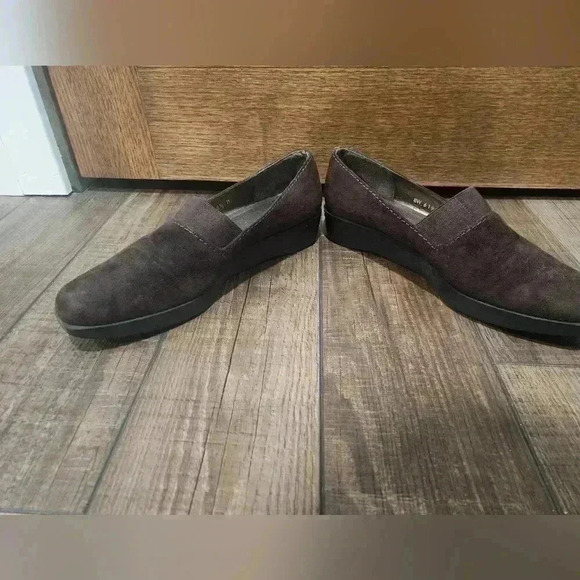 Stuart Weitzman Wedge Loafers Womens Size 8.5 Brown Suede Slip On Platform Shoes - Picture 6 of 8